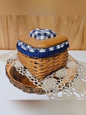 2004 Longaberger Blue Ribbon Mending Basket 2 Stacked Inserts Liner 5 PC SET